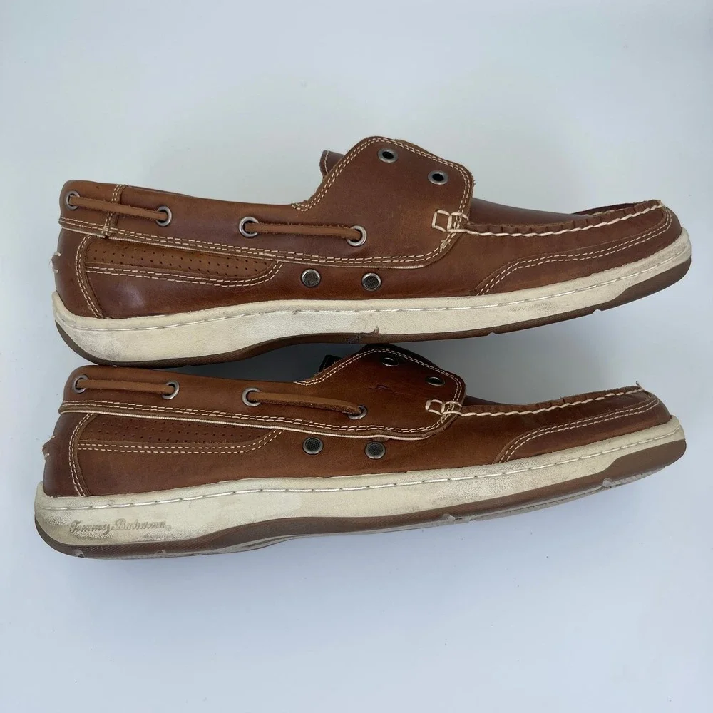 Tommy Bahama Boat Shoes Men's Size 13M Brown Leather Upper Slip-On TFM005